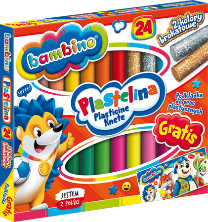 Plastelina 24 Kolory Bambino + podkładka