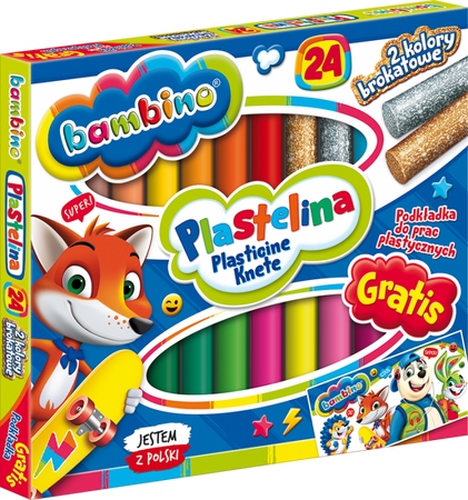 Plastelina 24 Kolory Bambino + podkładka