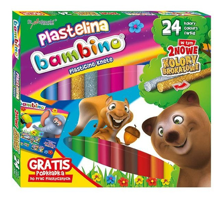 Plastelina 24 Kolory Bambino + podkładka