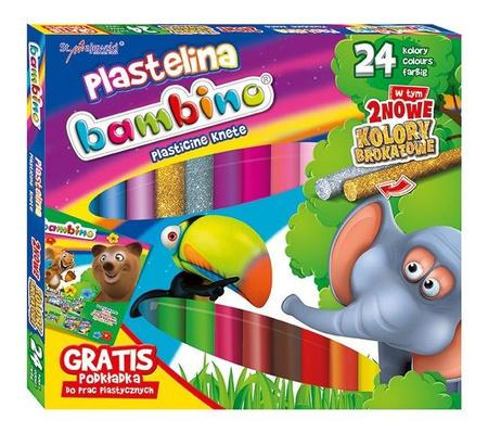 Plastelina 24 Kolory Bambino + podkładka