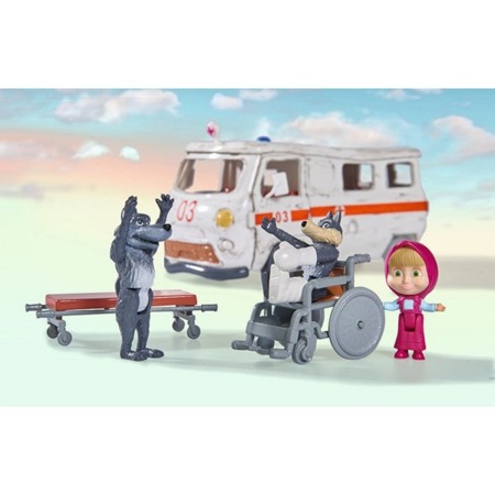 Simba Masza i Niedźwiedź Ambulans Auto 3 Figurki