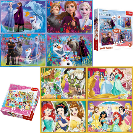 TREFL 2 x Puzzle 4w1 Kraina Lodu Disney Księżniczki